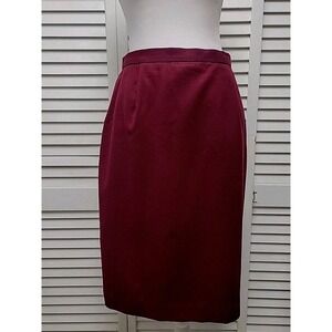 Vtg Charter Club Pencil Skirt Claret Wine SZ 8 100% Pure Wool Midi Academia NWT